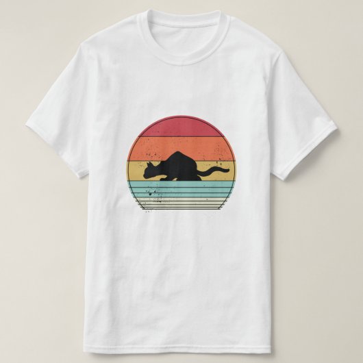 Retro Zwart Kat Silhouet T-shirt (Design voorkant)