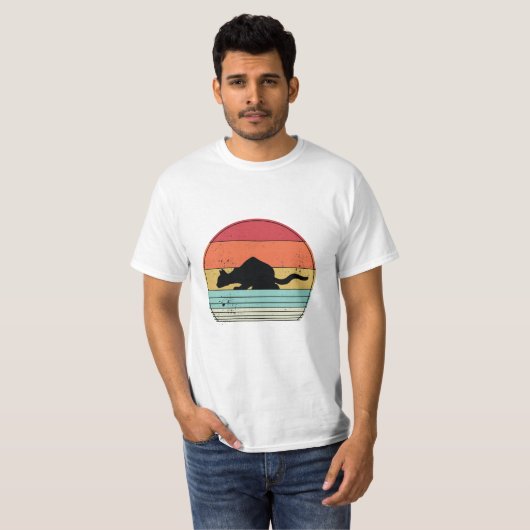 Retro Zwart Kat Silhouet T-shirt (Voorkant volledig)