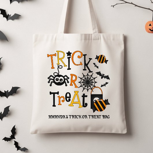 Retro Zwart Kinder Halloween Trick or treat Tas