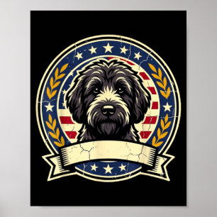 Retro zwart Labradoodle hond retro kunst ontwerp v Poster