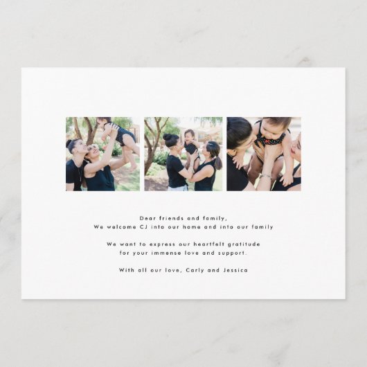 retro zwart moderne doodle foto lijst Adoptie Aankondiging (Achterkant)