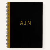 Retro Zwart Monogram Schets Kunst Notitieboek Gift (Voorkant)