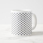 Retro zwart polka dots patroon grote koffiekop (Voorkant rechts)