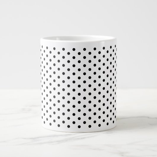 Retro zwart polka dots patroon grote koffiekop (Voorkant)