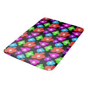 Retro Zwart Rainbow pride kleur Bloemen Patroon Badmat