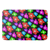 Retro Zwart Rainbow pride kleur Bloemen Patroon Badmat (Voorkant)