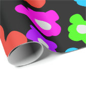 Retro Zwart Rainbow pride kleur Bloemen Patroon Cadeaupapier (Rol Hoek)