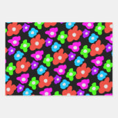 Retro Zwart Rainbow pride kleur Bloemen Patroon Inpakpapier Vel (Voorkant 3)
