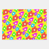 Retro Zwart Rainbow pride kleur Bloemen Patroon Inpakpapier Vel (Voorkant 2)