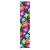 Retro Zwart Rainbow pride kleur Bloemen Patroon Korte Tafelloper (Voorkant)