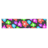 Retro Zwart Rainbow pride kleur Bloemen Patroon Korte Tafelloper (Horizontaal)