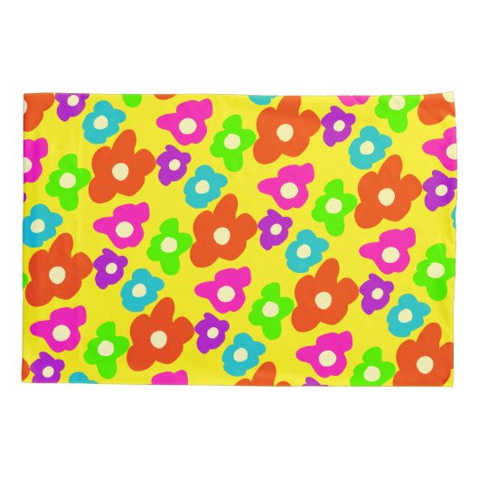 Retro Zwart Rainbow pride kleur Bloemen Patroon Kussensloop (Achterkant)