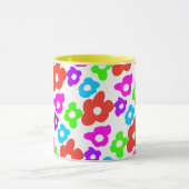 Retro Zwart Rainbow pride kleur Bloemen Patroon Mok (Midden)