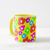 Retro Zwart Rainbow pride kleur Bloemen Patroon Mok (Voorkant links)