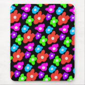 Retro Zwart Rainbow pride kleur Bloemen Patroon Muismat (Voorkant)