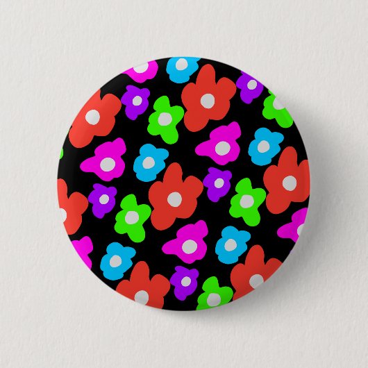 Retro Zwart Rainbow pride kleur Bloemen Patroon Ronde Button 5,7 Cm (Voorkant)