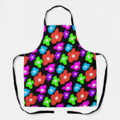 Retro Zwart Rainbow pride kleur Bloemen Patroon Schort (Voorkant)