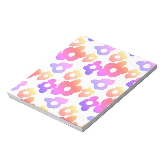 Retro Zwart Regenboog Kleurrijke Bloemen Patroon Notitieblok (Linkerzijde)