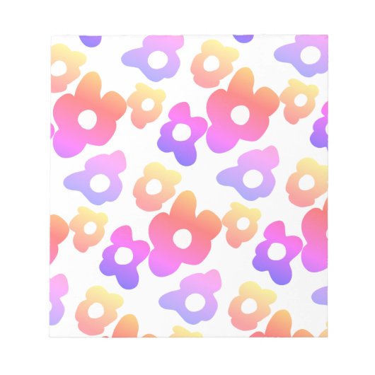 Retro Zwart Regenboog Kleurrijke Bloemen Patroon Notitieblok (Voorkant)