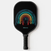Retro zwart regenboog monogram pickleball paddle (Voorkant)