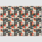 Retro Zwart Rood Groen Kerst Decoupage Tissuepapier (Voorkant)