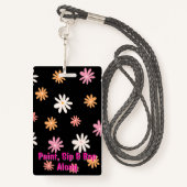 Retro Zwart & Roze Daisy Hen Party VIP Pass Badge (Achterkant met draagriem)