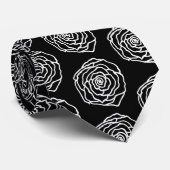 Retro Zwart Rozen Stropdas (Opgerold)