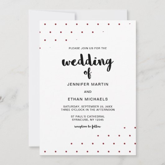 Retro Zwart Script Rode Stippen Kaart (Voorkant)