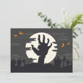 Retro Zwart Sinaasappel Spooky Halloween Party Kaart (Staand voorkant)