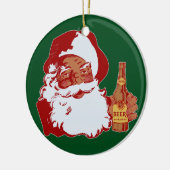 Retro Zwart Sinterklaas met Bier Kerstmis Grappig Keramisch Ornament (Links)