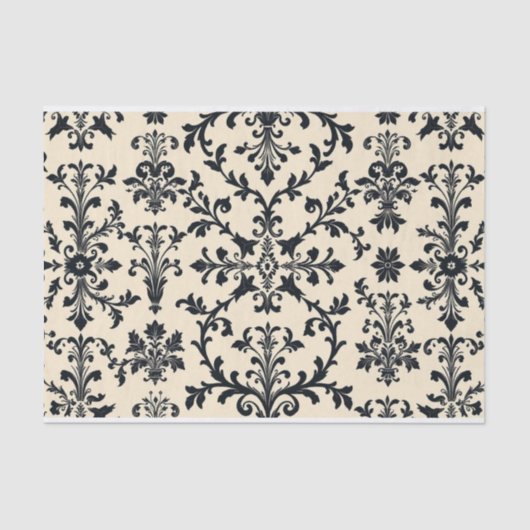  Retro Zwart toile de jouy Tissuepapier (Voorkant)