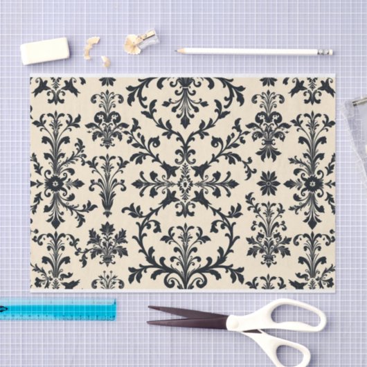 Retro Zwart toile de jouy Tissuepapier (Craft)