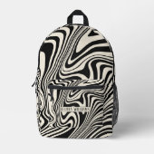Retro zwart wervelpatroon Abstract Bedrukte Rugzak (Voorkant)