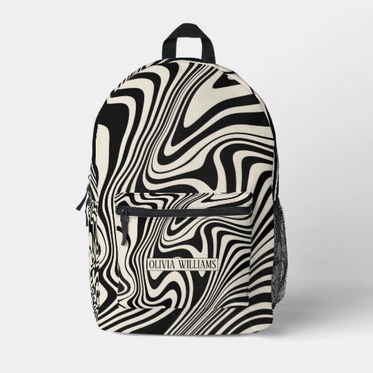 Retro zwart wervelpatroon Abstract Bedrukte Rugzak (Voorkant)