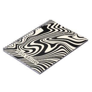 Retro zwart wervelpatroon Abstract Notitieboek