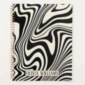 Retro zwart wervelpatroon Abstract Planner (Voorkant)