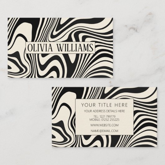 Retro zwart wervelpatroon Abstract Visitekaartje (Voorkant / Achterkant)