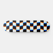 Retro Zwart Wit 3D Aberratie Schaakbord Persoonlijk Skateboard (Horizontaal)
