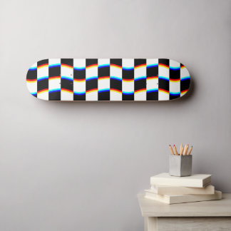 Retro Zwart Wit 3D Aberratie Schaakbord Persoonlijk Skateboard