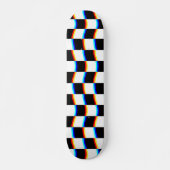 Retro Zwart Wit 3D Aberratie Schaakbord Persoonlijk Skateboard (Voorkant)