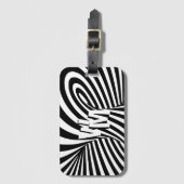 Retro Zwart Wit Abstract Zebra Patroon Initialen Bagagelabel (Voorkant (verticaal))