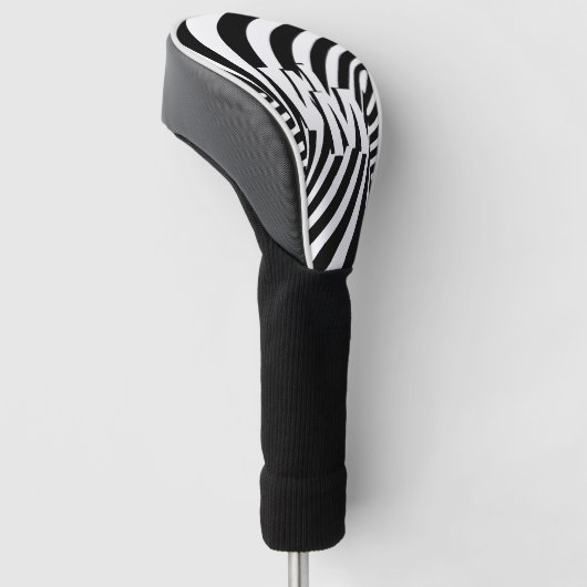 Retro Zwart Wit Abstract Zebra Patroon Initialen Golfheadcover (Schuin)