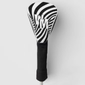 Retro Zwart Wit Abstract Zebra Patroon Initialen Golfheadcover (Voorkant)