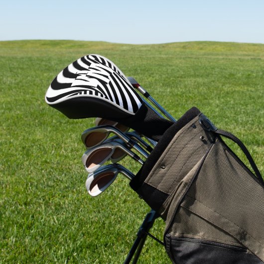 Retro Zwart Wit Abstract Zebra Patroon Initialen Golfheadcover (Insitu)