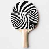 Retro Zwart Wit Abstract Zebra Patroon Initialen Tafeltennisbatje (Voorkant)