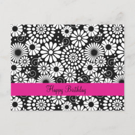 Retro zwart-wit bloemen ansichtkaart briefkaart