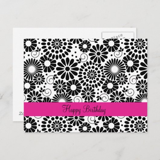 Retro zwart-wit bloemen ansichtkaart briefkaart (Voorkant / Achterkant)