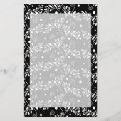 Retro zwart wit bloemen Briefpapier (Voorkant)