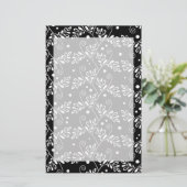 Retro zwart wit bloemen Briefpapier (Staand voorkant)