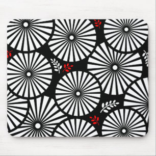 Retro zwart-wit bloemen muismat